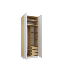 Armoire penderie et étagères avec tiroirs 90 cm blanc mat Ambiance