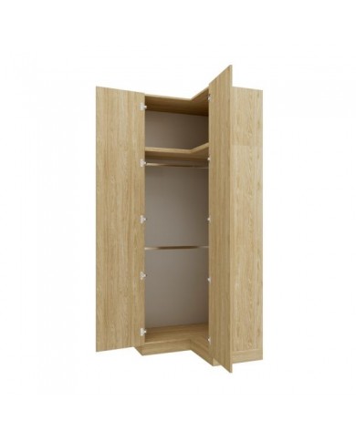 Armoire d'angle double penderie 97,5 cm chêne huilé Ambiance