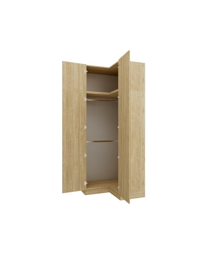 Armoire d'angle double penderie 97,5 cm chêne huilé Ambiance