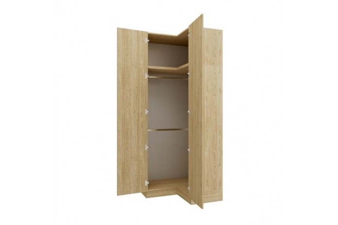 Armoire d'angle double penderie 97,5 cm chêne huilé Ambiance