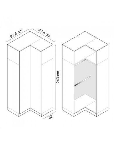 Armoire d'angle double penderie 97,5 cm gris graphite Ambiance