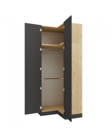 Armoire d'angle double penderie 97,5 cm gris graphite Ambiance