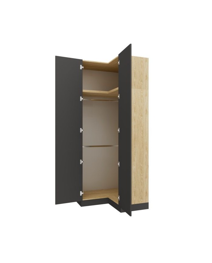 Armoire d'angle double penderie 97,5 cm gris graphite Ambiance