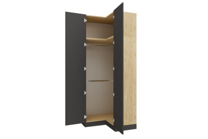 Armoire d'angle double penderie 97,5 cm gris graphite Ambiance