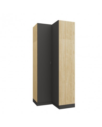 Armoire d'angle double penderie 97,5 cm gris graphite Ambiance