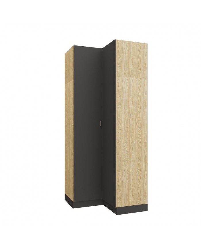 Armoire d'angle double penderie 97,5 cm gris graphite Ambiance