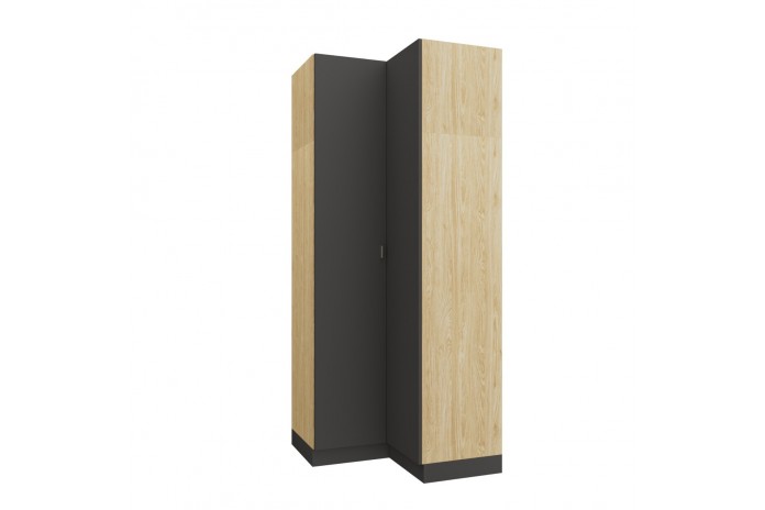 Armoire d'angle double penderie 97,5 cm gris graphite Ambiance