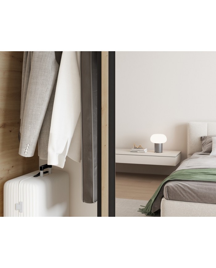 Armoire coulissante Lucina III avec miroir - chêne artisanal 60x180 cm
