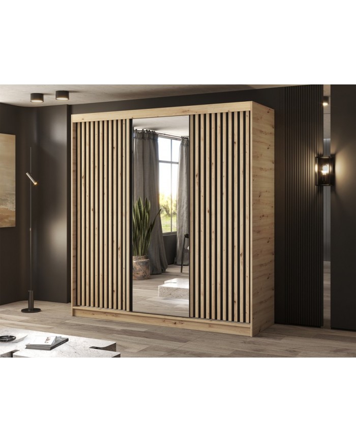 Armoire coulissante Lucina III avec miroir - chêne artisanal 60x180 cm