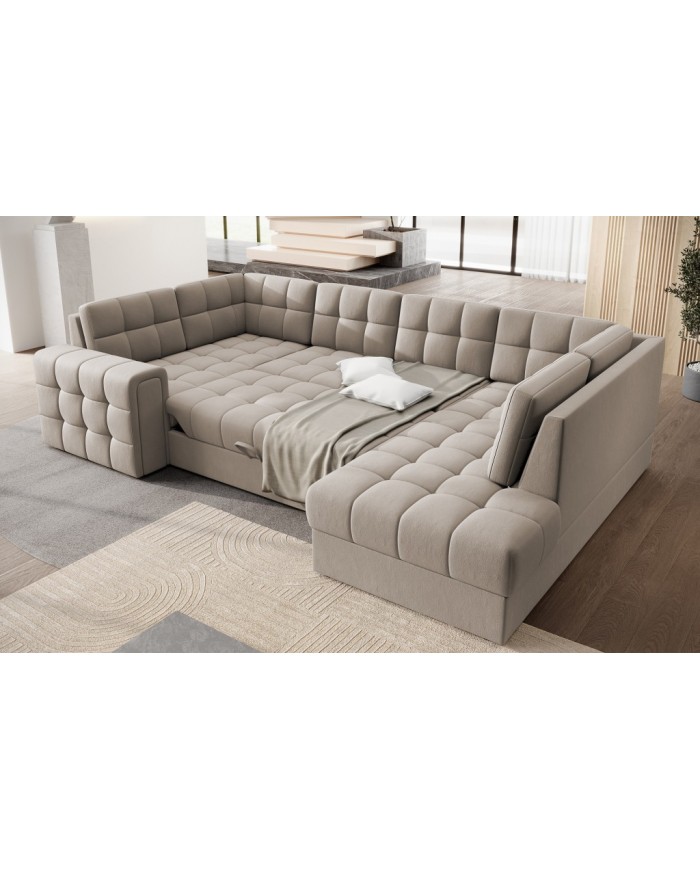 Canapé d’angle CONVERTIBLE + COFFRE GIGANTO – Le haut de gamme géant & malin à prix canon