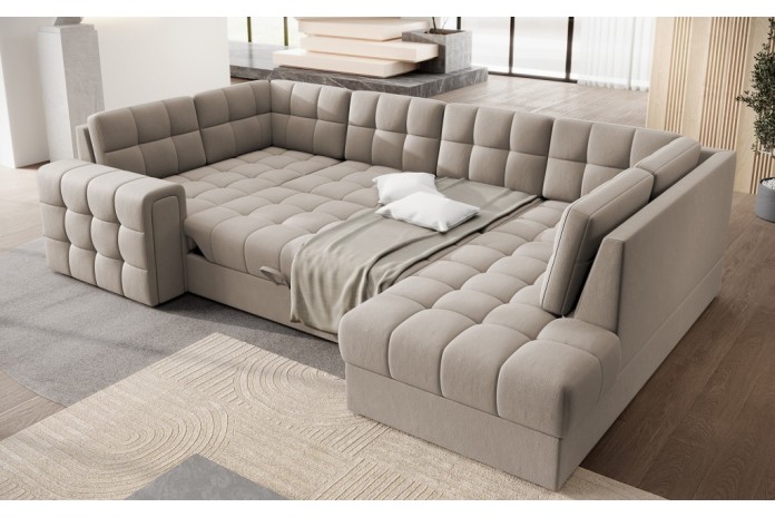 Canapé d’angle CONVERTIBLE + COFFRE GIGANTO – Le haut de gamme géant & malin à prix canon