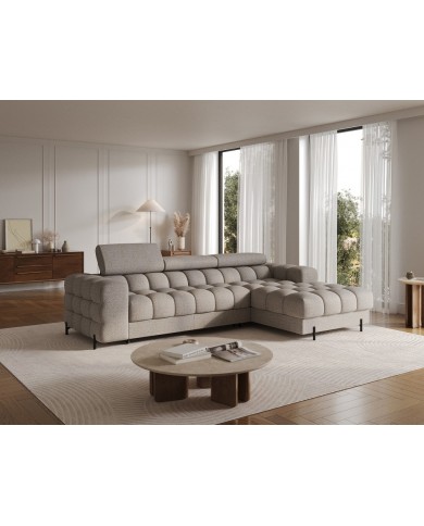 Canapé d’angle convertible couchage et coffre design pieds métal Bravo
