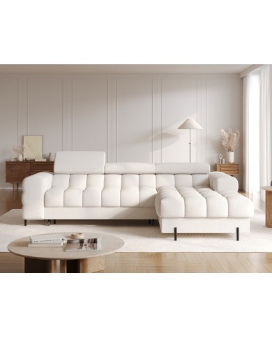 Canapé d’angle convertible couchage et coffre design pieds métal Bravo