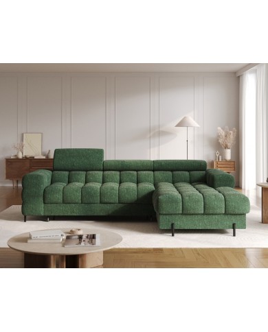 Canapé d’angle convertible couchage et coffre design pieds métal Bravo