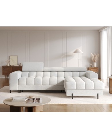 Canapé d’angle convertible couchage et coffre design pieds métal Bravo