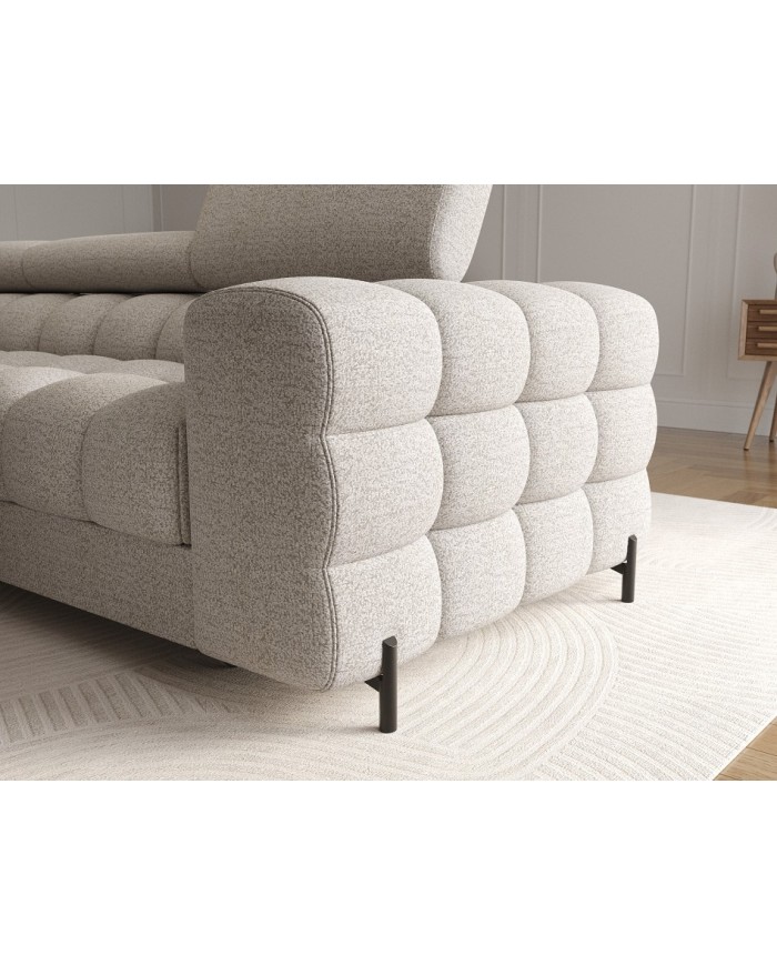 Canapé d’angle convertible couchage et coffre design pieds métal Bravo