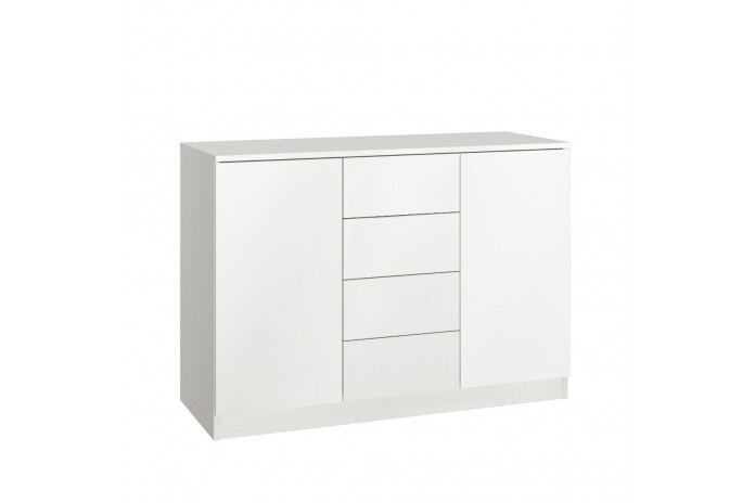 Commode 4 tiroirs et 2 portes 120 cm blanc mat Ambiance