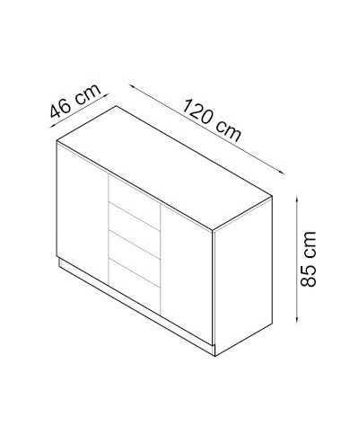 Commode 4 tiroirs et 2 portes 120 cm blanc mat Ambiance
