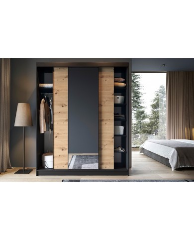 🖤 URBANO MIROIR  – L’Armoire contemporaine grand format Design bicolore. Rangement intelligent. Élégance brute.