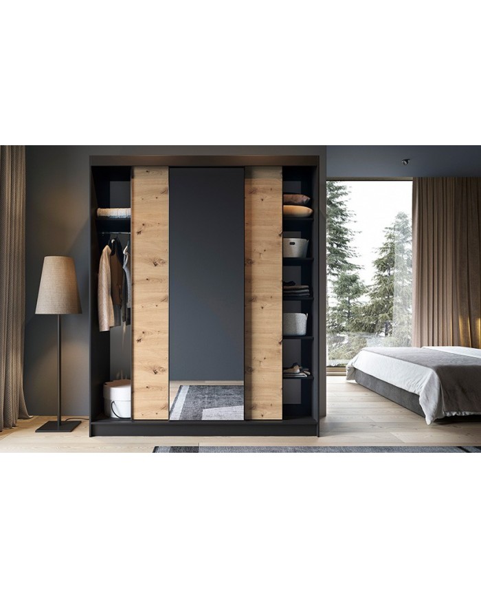 🖤 URBANO MIROIR  – L’Armoire contemporaine grand format Design bicolore. Rangement intelligent. Élégance brute.