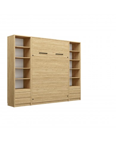 Lit escamotable vertical 140×200 cm avec bureau intégré CHENE HUILE DELUXE