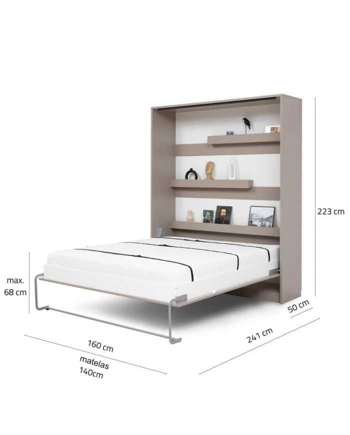 Lit escamotable vertical 140×200 cm avec bureau intégré CHENE HUILE DELUXE