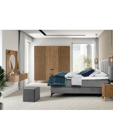 ARMOIRE “ALTERRA” – Armoire dressing en chêne artisan 3 portes, avec tiroirs et tringles