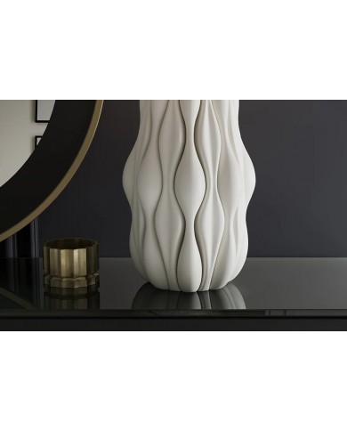 Lampe de Table Design Ondara – Céramique Blanche & Doré – Abat-jour Blanc – Hauteur 65 cm – Élégance Moderne