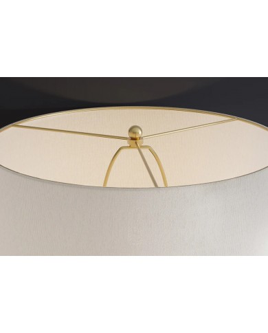 Lampe de Table Design Ondara – Céramique Blanche & Doré – Abat-jour Blanc – Hauteur 65 cm – Élégance Moderne