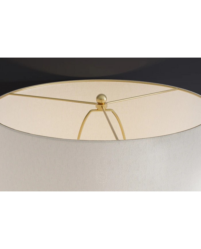 Lampe de Table Design Ondara – Céramique Blanche & Doré – Abat-jour Blanc – Hauteur 65 cm – Élégance Moderne