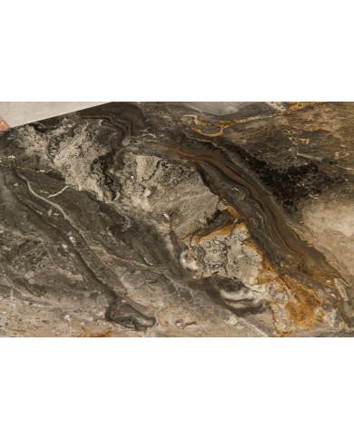 Table à manger en céramique aspect marbre taupe 180-220 (260) cm GOLDSTONE