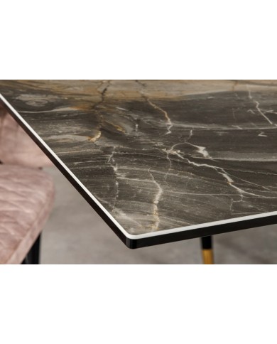 Table à manger en céramique aspect marbre taupe 180-220 (260) cm GOLDSTONE