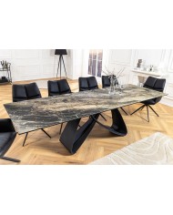 Table à manger en céramique aspect marbre taupe 180-220 (260) cm VELVETSTONE