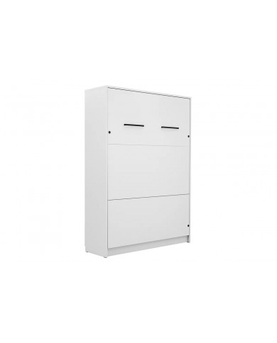 Armoire lit escamotable relevable vertical avec bureau intégré 120x200 cm blanc mat DELUXE