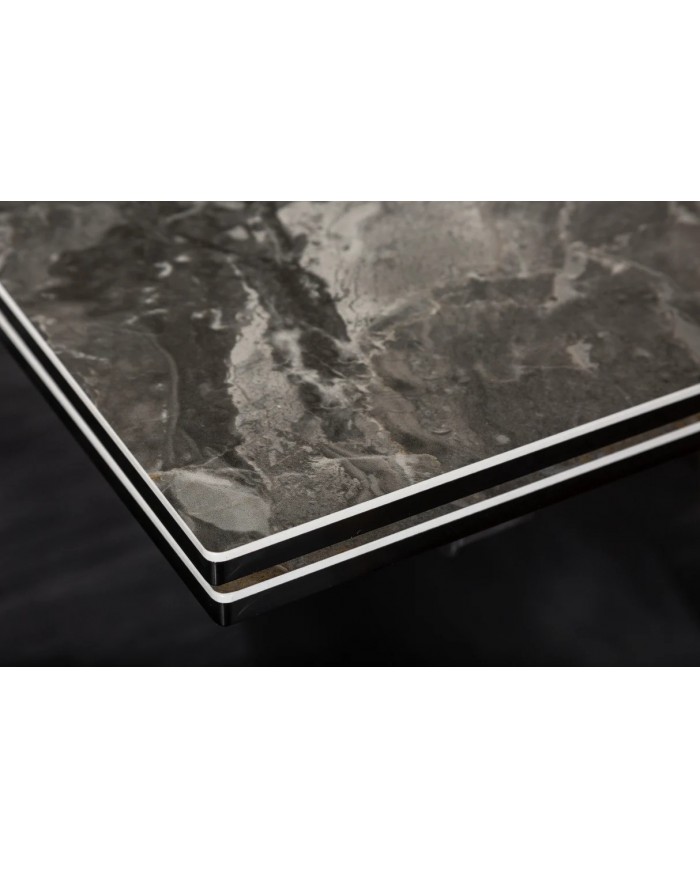 Table à manger en céramique aspect marbre taupe 180-220 (260) cm Marbelia