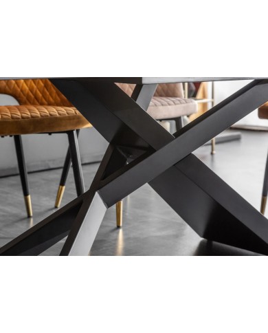 Table à manger en céramique aspect marbre taupe 180-220 (260) cm Marbelia