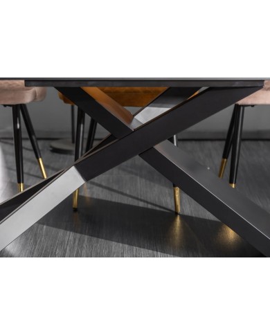 Table à manger en céramique aspect marbre taupe 180-220 (260) cm Marbelia