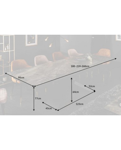 Table à manger en céramique aspect marbre taupe 180-220 (260) cm Marbelia