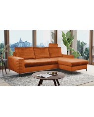 Canapé d’angle convertible + coffre LIVANO Rouille – Élégance contemporaine & qualité haut de gamme Promo !