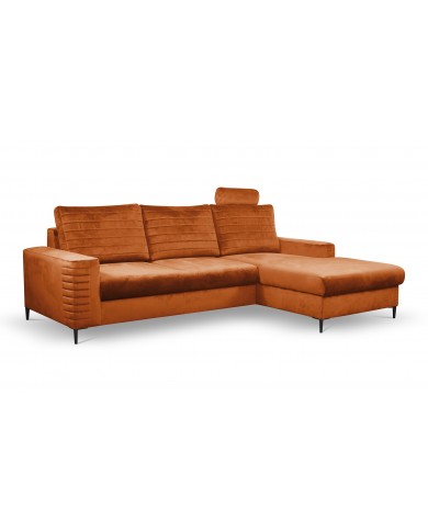 Canapé d’angle convertible + coffre LIVANO Rouille – Élégance contemporaine & qualité haut de gamme Promo !