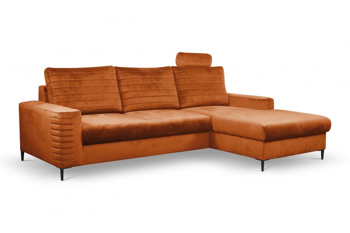 Canapé d’angle convertible + coffre LIVANO Rouille – Élégance contemporaine & qualité haut de gamme Promo !