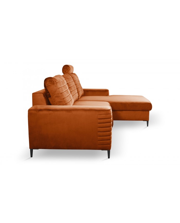 Canapé d’angle convertible + coffre LIVANO Rouille – Élégance contemporaine & qualité haut de gamme Promo !