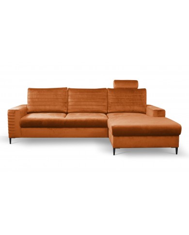 Canapé d’angle convertible + coffre LIVANO Rouille – Élégance contemporaine & qualité haut de gamme Promo !