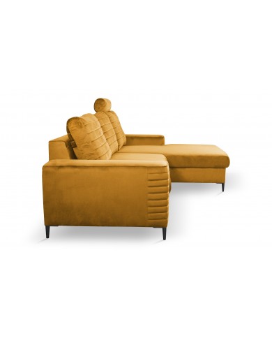 Canapé d’angle convertible + coffre LIVANO Moutarde – Élégance contemporaine & qualité haut de gamme Promo !