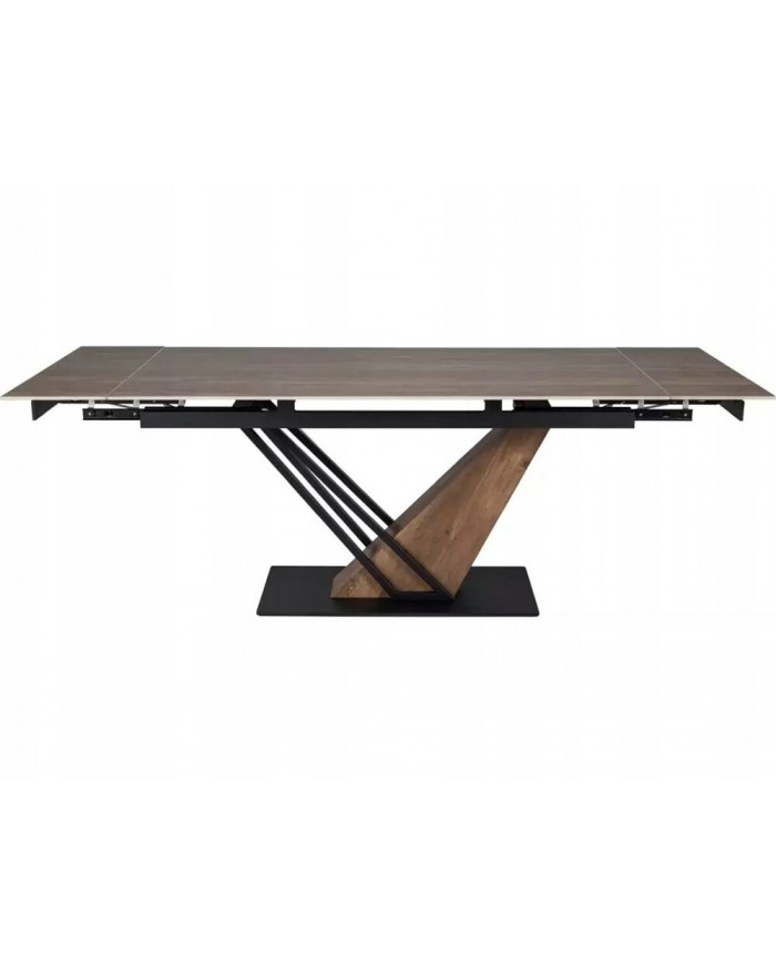 Table extensible GENESE LEGNO – Chêne naturel & métal noir | 160-220 cm | Style industriel haut de gamme