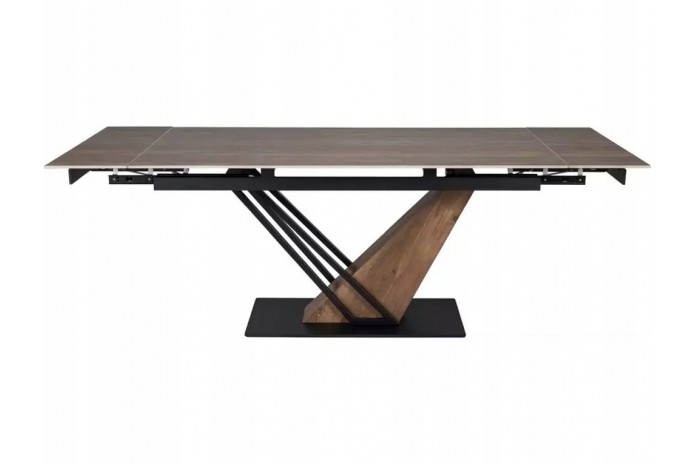 Table extensible GENESE LEGNO – Chêne naturel & métal noir | 160-220 cm | Style industriel haut de gamme