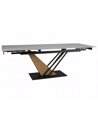 Table extensible GENESE LEGNO – Chêne naturel & métal noir | 160-220 cm | Style industriel haut de gamme