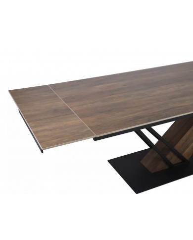 Table extensible GENESE LEGNO – Chêne naturel & métal noir | 160-220 cm | Style industriel haut de gamme