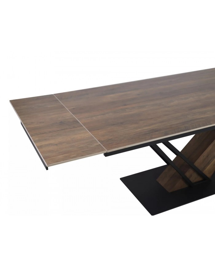 Table extensible GENESE LEGNO – Chêne naturel & métal noir | 160-220 cm | Style industriel haut de gamme