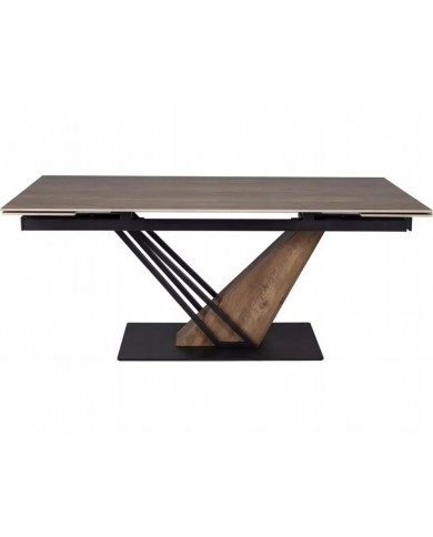 Table extensible GENESE LEGNO – Chêne naturel & métal noir | 160-220 cm | Style industriel haut de gamme